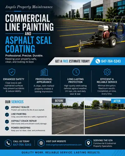Line Painting, Asphalt Sealing, Power Sweeping, Asphalt Repair, View more