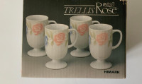 Vintage Himark Trellis Rose Pedestal Mugs