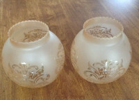 2  Matching Vintage Round  Glass Globe Lamp / Light  Shades