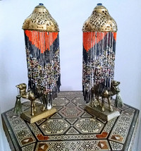 Middle Eastern Antique Solid Brass Camel table Lamps
