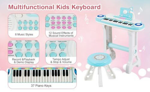 37-key Kids Piano Keyboard Playset Electronic Organ Light in Pianos & Keyboards in Kitchener / Waterloo - Image 3