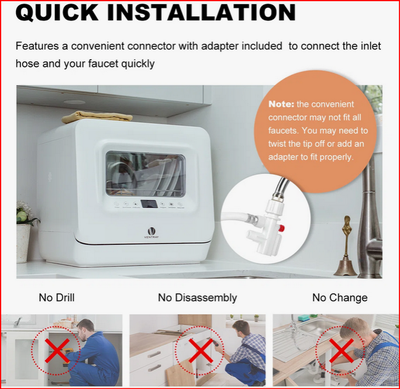 This quickly installed counter dishwasher offers five washing programs to meet your daily needs. Cle...
