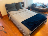 Queen Bed, includes bed frame and mattress
