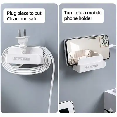  No More Messy Wires! 2-in-1 Plug & Phone Holder , View more