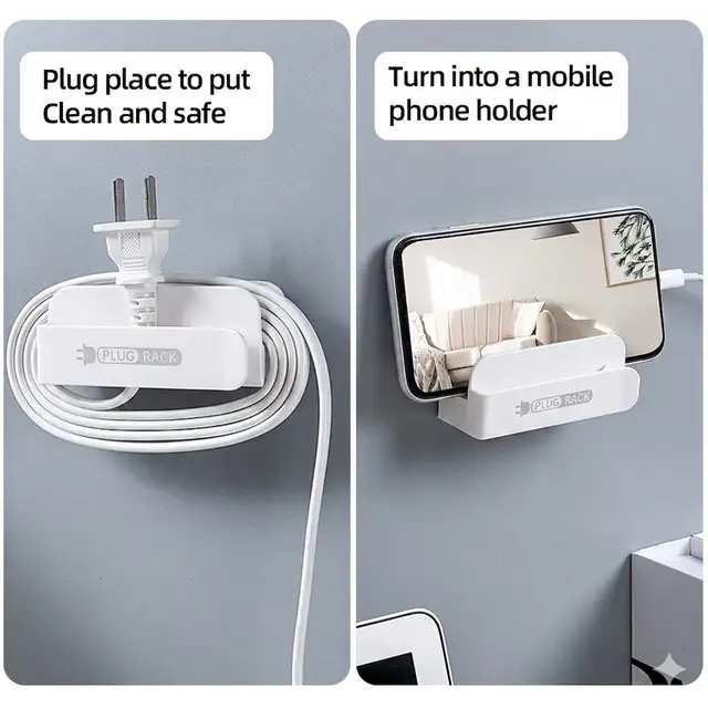  No More Messy Wires! 2-in-1 Plug & Phone Holder  in Cell Phone Accessories in Markham / York Region - Image 2