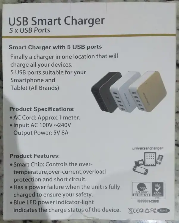 BNIB: 40W USB Smart Charger for Tablets and Phones with Tray64650798627843121