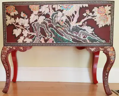 Lacquer & mother-of-pearl Console handmade by Korean master, View more