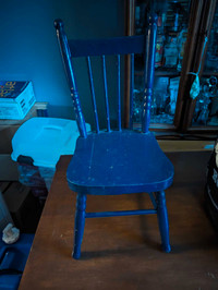 Small blue chair.