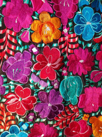 Mexican Artisan Textile with flower embroidery