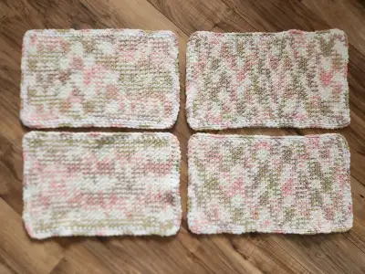 HANDMADE knitted 4-pc placemat set, View more