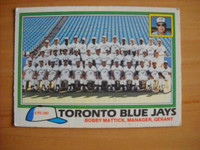 Carte de baseball Blue Jays de Toronto "équipe" de 1981