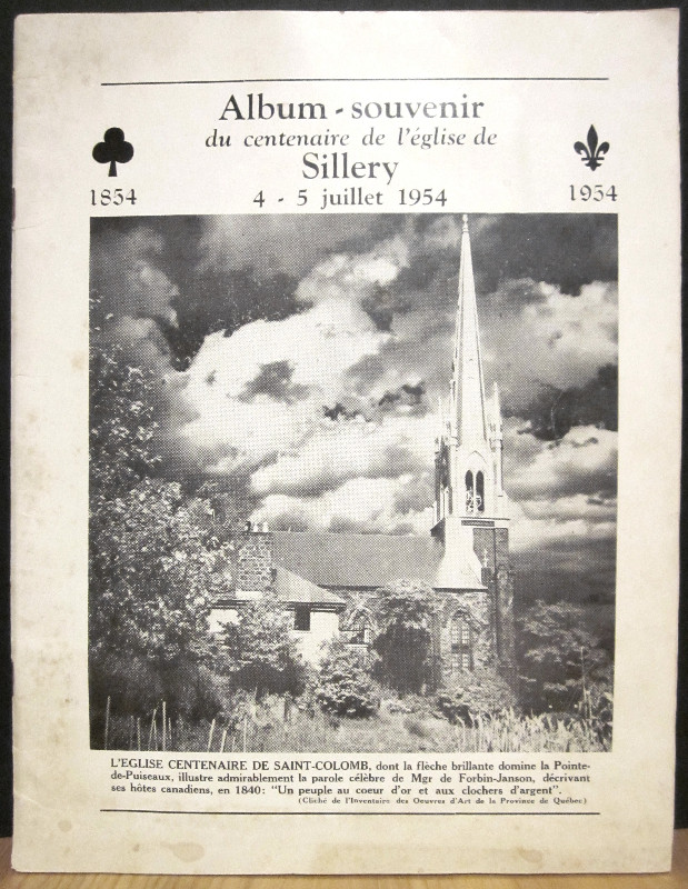 ALBUM SOUVENIR DU CENTENAIRE DE L'ÉGLISE DE SILLERY, 1854-1954. dans Autre  à Ville de Québec