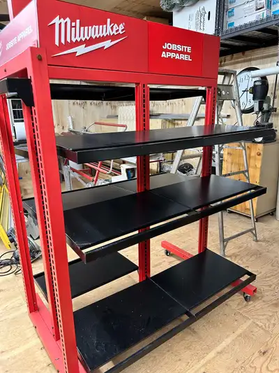 I have a Milwaukee tool /storage display rack for sale. Very nice condition on wheels very unique, a...