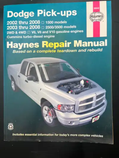 Manuel de réparation HAYNES Manuel d'instruction pour réparer et entretenir Dodge Pick-ups 2002 à 20...