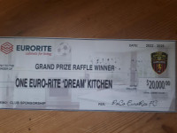 WORTH $20,000 EURO-RITE CABINET TICKET FOR SELL