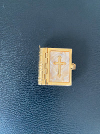 Vintage miniature brass bible. 
