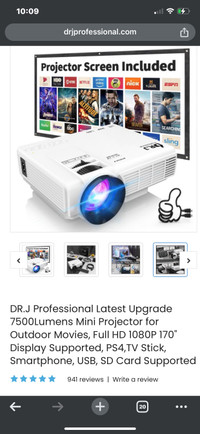 DR.J Professional Latest Upgrade 7500Lumens Mini Projector for O