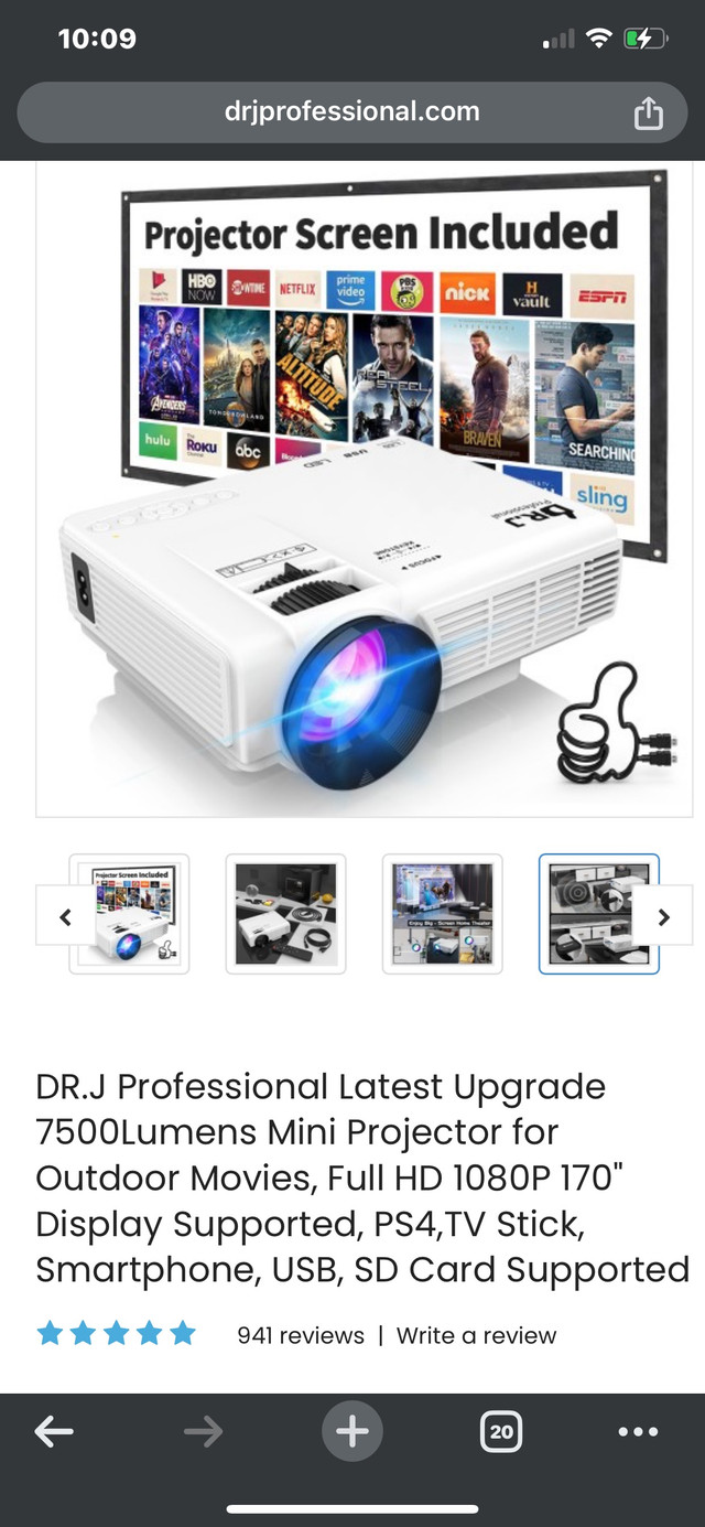 DR.J Professional Latest Upgrade 7500Lumens Mini Projector for O in Other in City of Toronto