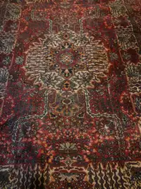 Antique 1940s Red Multicolour Hand knotted Wool Persian Rug