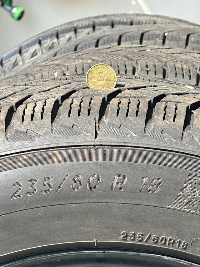 235/60R18 Winter Tires with Black rims 5x114.3 mm 64.1 mm cb in Tires & Rims in St. Catharines - Image 3