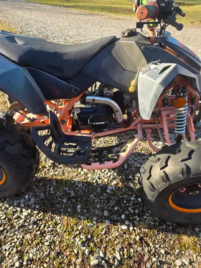 Venom four wheeler. No battery, will run with some tlc. Bought it for my 6 and 4 year old but was a...