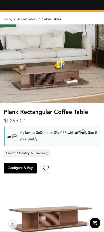 EQ3 Plank Walnut Coffee Table, View more