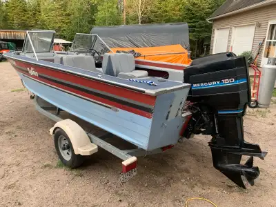19’ Sylvan with new floors, carpet and wiring. 150 Mercury 2 stroke with new impeller, bottom end oi...