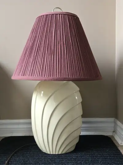 White Lamp with Pink Shade, View more