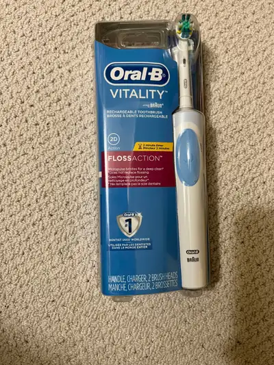 Oral-B Vitality FlossAction Electric Rechargeable Toothbrush with 2 Brush Heads, Rechargeable handle...