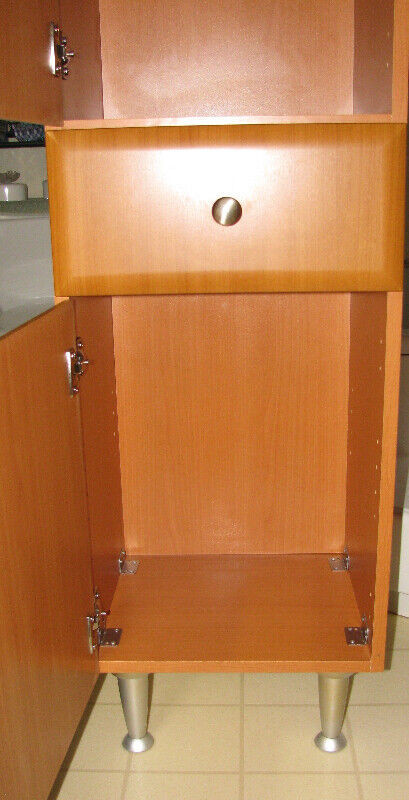 Tall Narrow Wood Storage Cabinet Adjustable Shelves & Drawer in Other in Saint John - Image 4