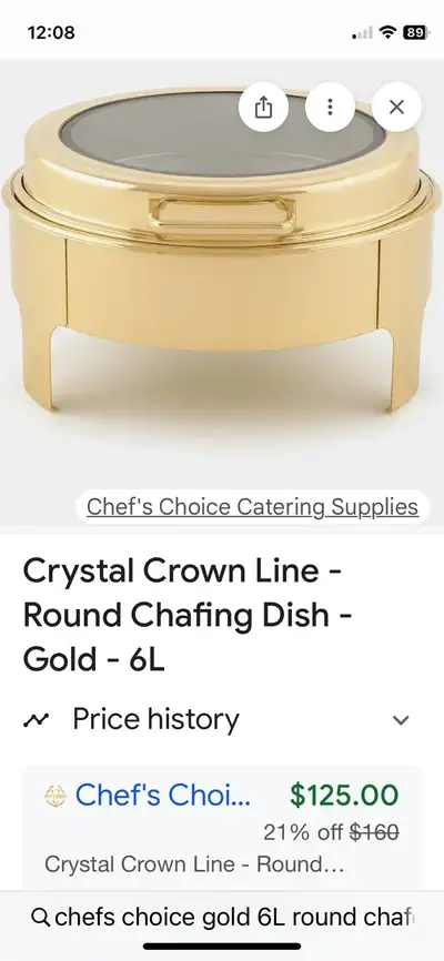 Chefs Choice Round Chafer, View more