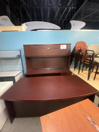 Executive bow front desk with hutch
