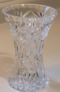 Vintage Hand Cut Pinwheel Crystal Glass Vase with Star