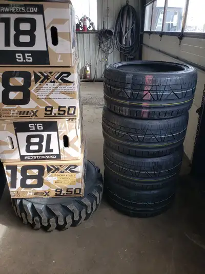 18x9.5 inch wheels. Will fit many types of vehicles Two bolt patterns. 5x100 and 5x114.3 Invo Tires...