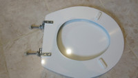 White Bemis real wood toilet seat durable metal hinges