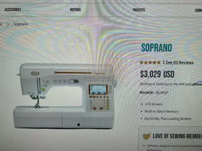 Mothers machine - five hours use - Brand new and in the original box. Serviced by Central Sewing the...