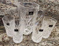 Royal Doulton Lead Crystal Jug Set #14247 Pitcher & 4 Glasses