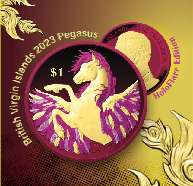 2023 PEGASUS HoloFlare Edition 1oz Silver Coin POBJOY MINT in Arts & Collectibles in Calgary