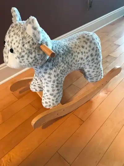 Pottery Barn Kids - Plush Nursery Rocker - Snow Leopard. Solid wood, very sturdy, and very soft. Gre...