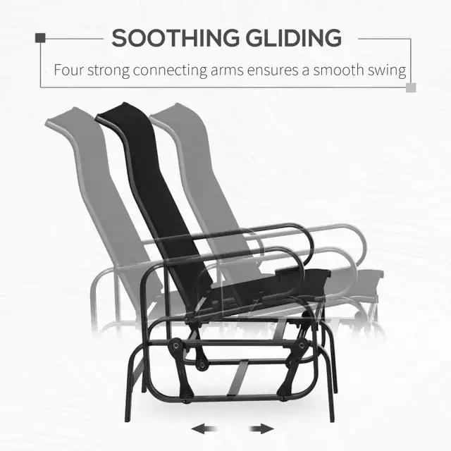 Patio Glider with Breathable Mesh Fabric, Black Color  in Patio & Garden Furniture in Markham / York Region - Image 4