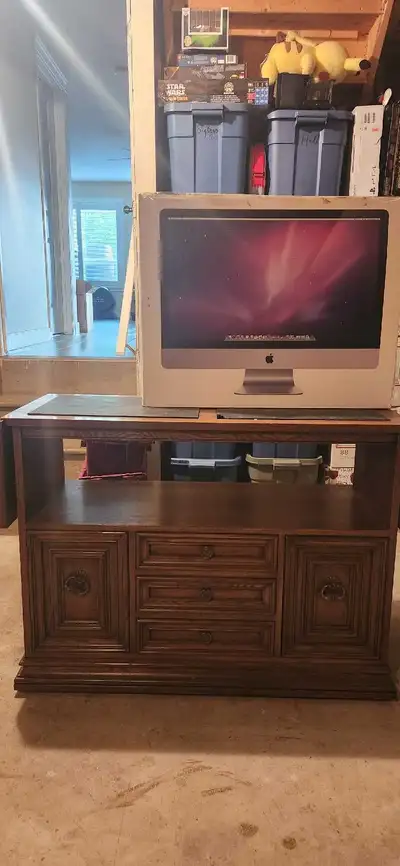 Vintage Oak Buffet serving cabinet Table Hutch., View more