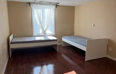  4 IKEA twin bed frames (white) with mattress , View more
