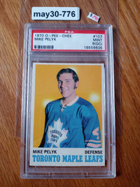 1970-71 OPC O PEE CHEE # 107 MIKE PELYK RC PSA Mint 9 graded