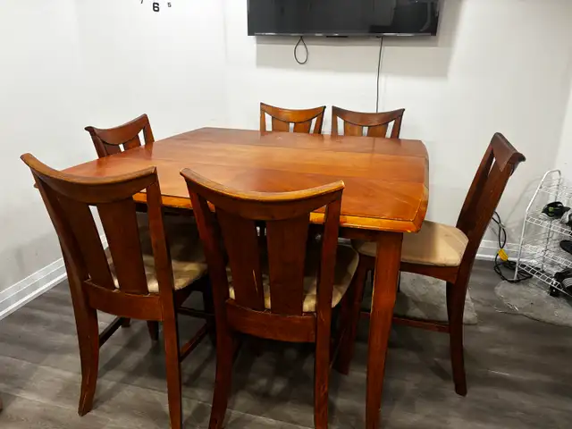 Wooden dining table with 6 chairs in Dining Tables & Sets in Mississauga / Peel Region - Image 2