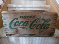 Coca Cola 4 compartment wood crate - green lettering