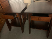 Pair of dark wood side / coffee tables