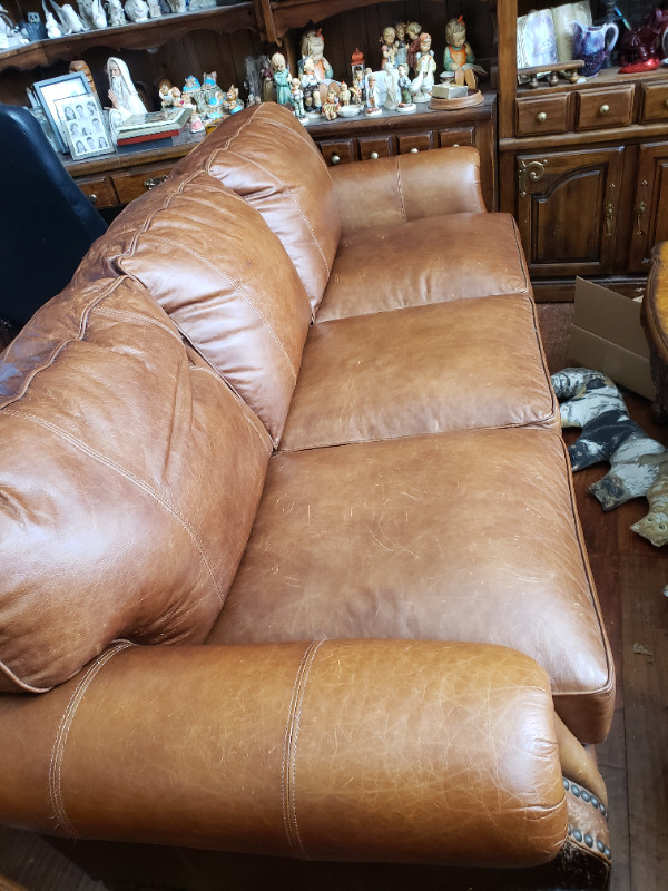 Genuine Leather Sofa in Couches & Futons in Strathcona County - Image 2