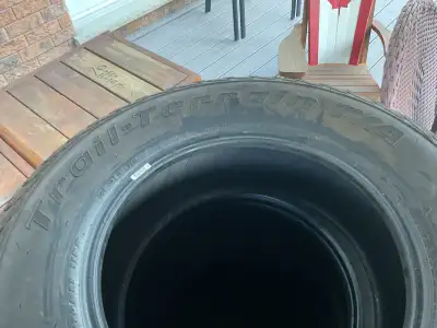 The tires were removed from Toyota Tacoma. The tires haven’t been driven on. Size 265/70r117 Trail T...