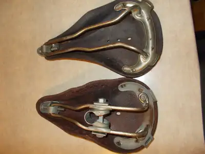 OLDER LEATHER bicycle seats well used, View more