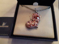 "Swarovski" Pink Puffy Heart Necklace